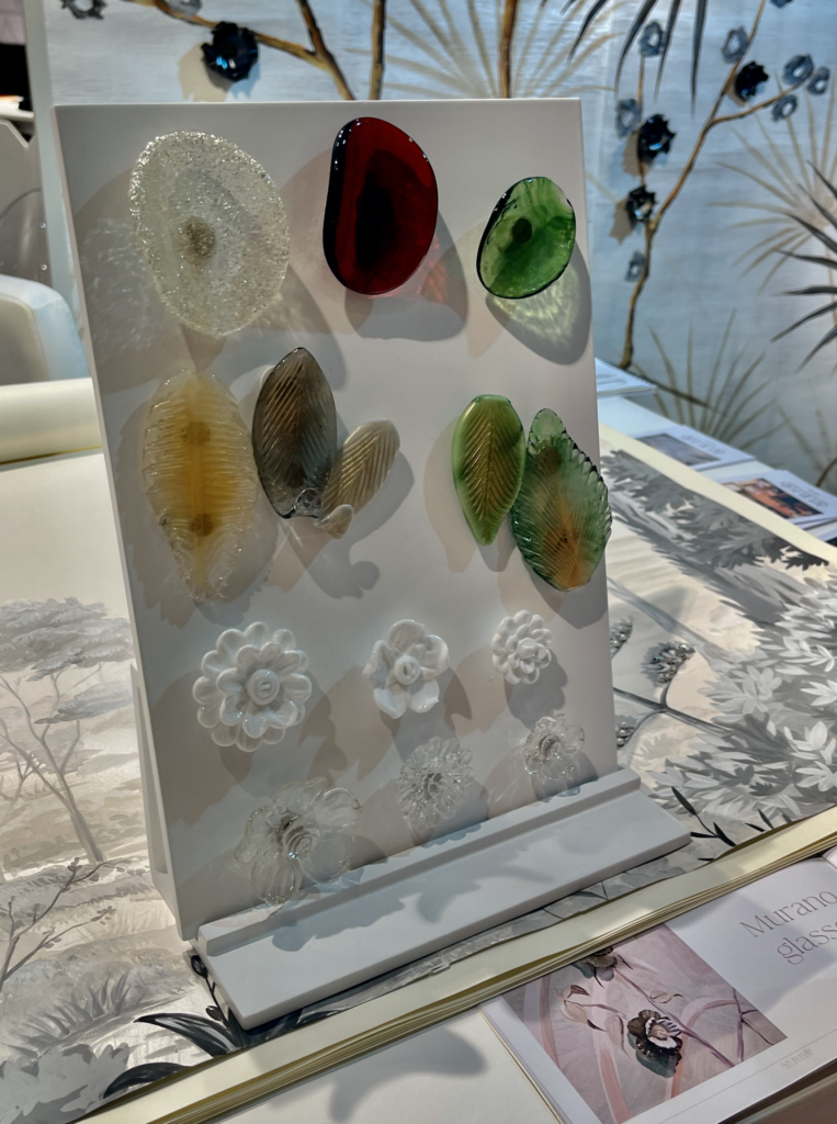 Interior design Hand Painted Wall Paper with murano glass magnets added to create 3D effect